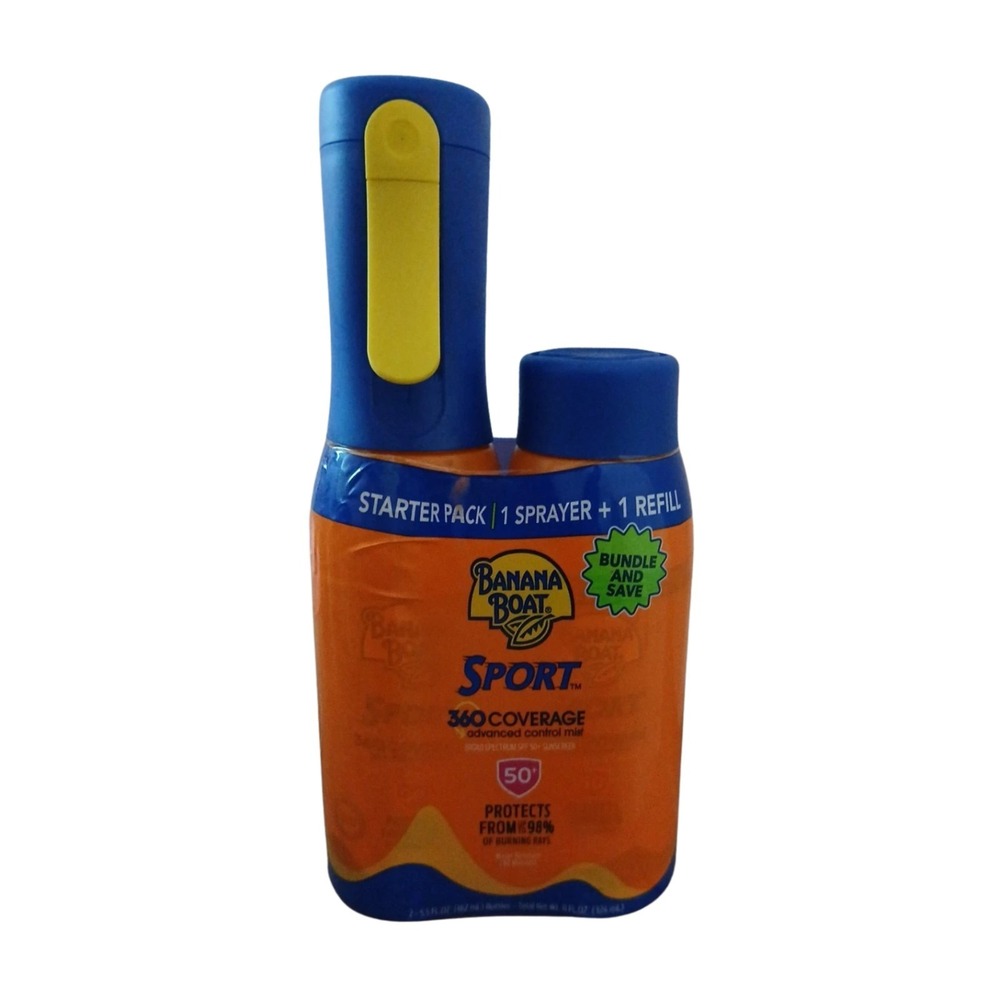 Banana Boat‎ Sport Broad Spectrum SPF 50+ Sunscreen Sprayer And Refill Set 03/27